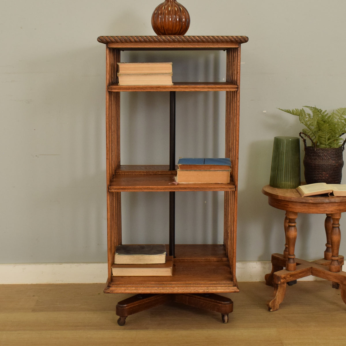 Edwardian Oak Revolving Library Bookcase