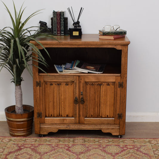Oak Linenfold TV Cabinet