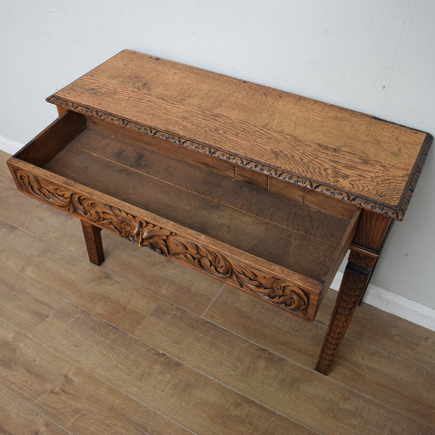 Carved Oak Console Table