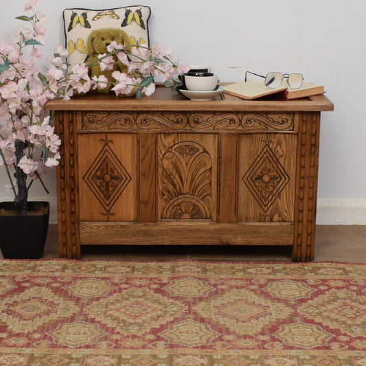 Carved Oak Blanket Box