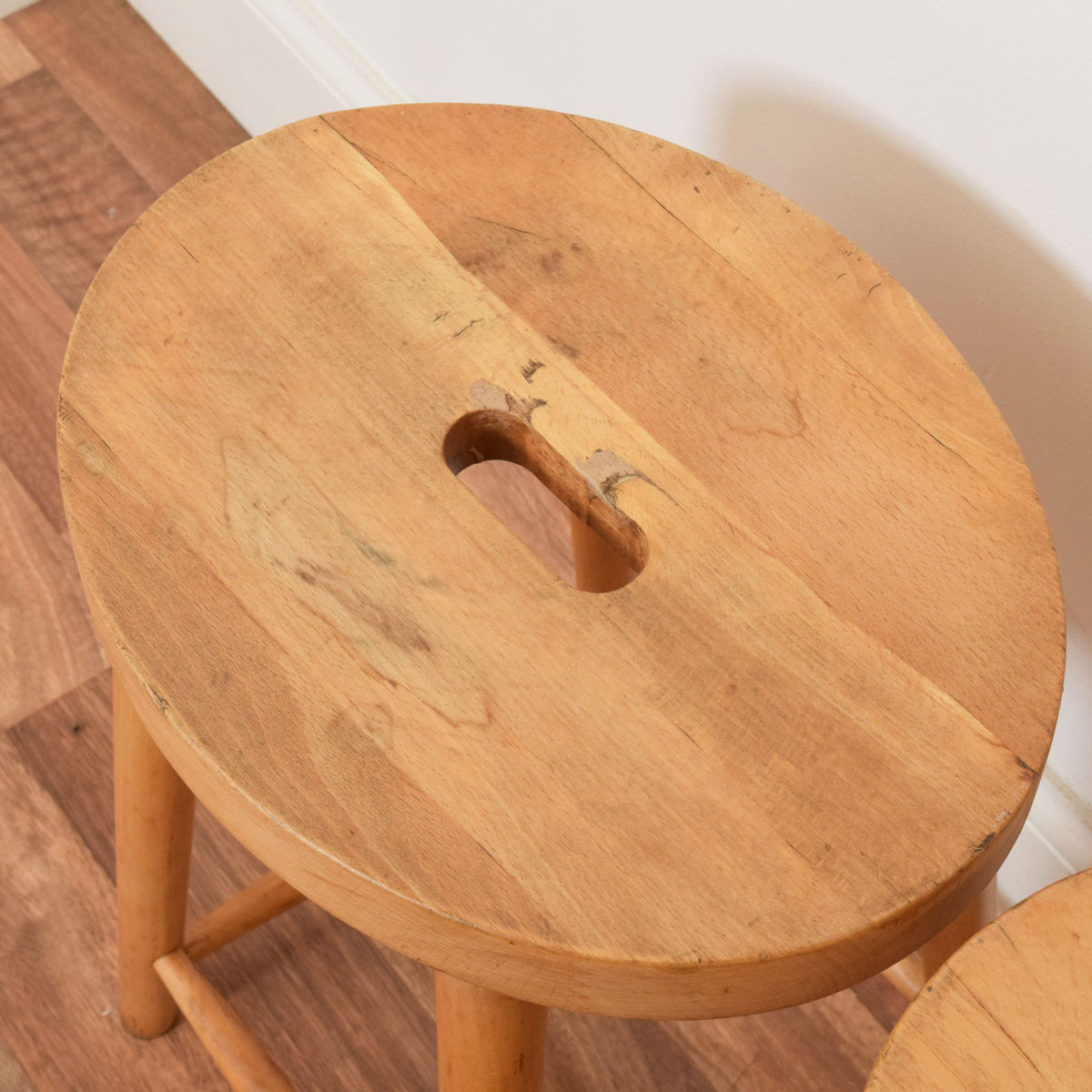 Pair of Beech Milk Stools