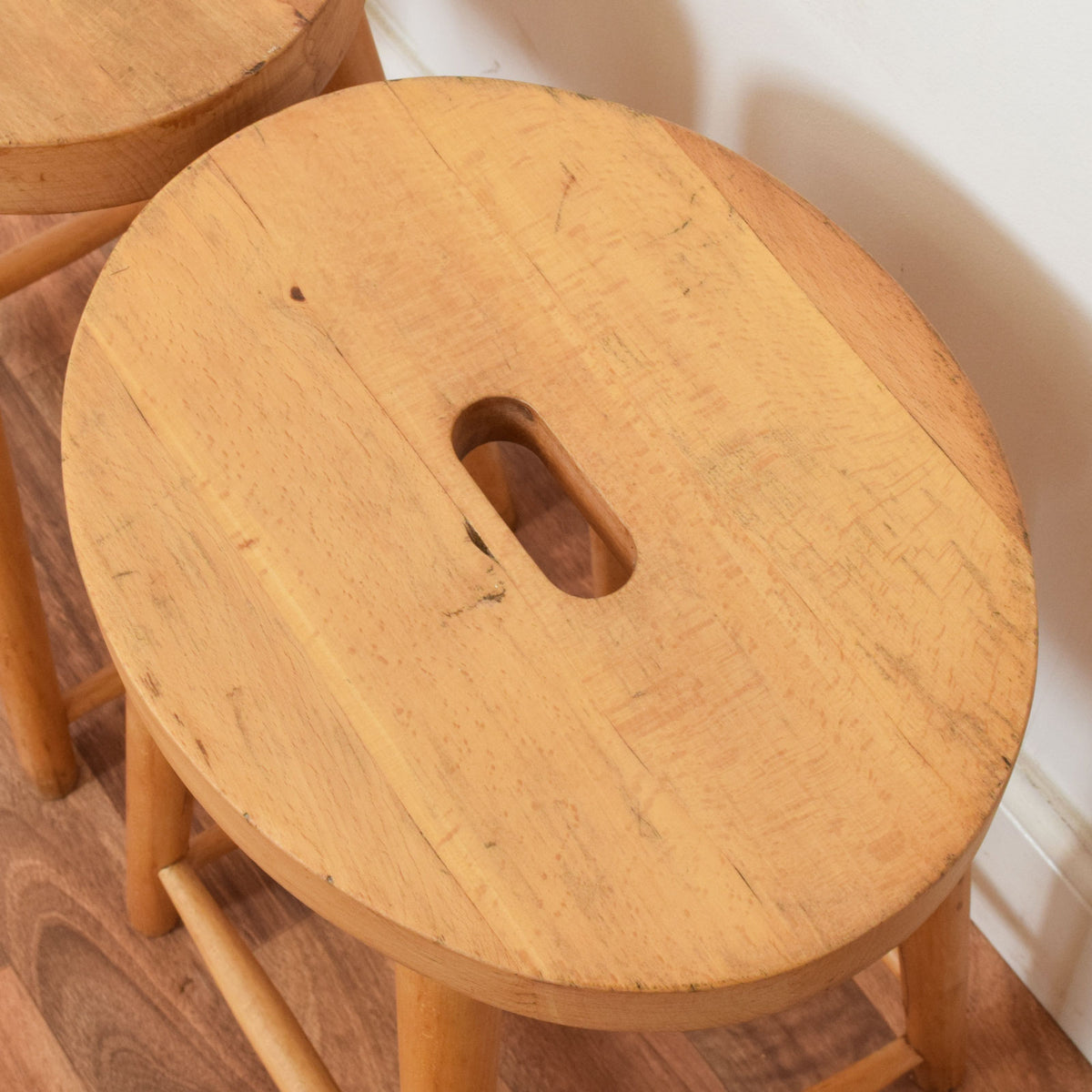 Pair of Beech Milk Stools