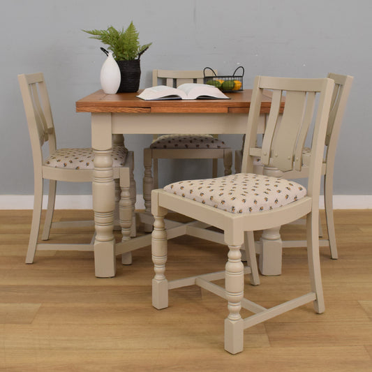 Painted Draw-Leaf Table and Four Chairs