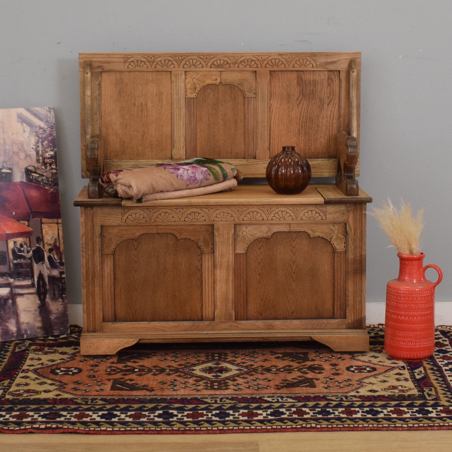 Restored Oak Monks Bench