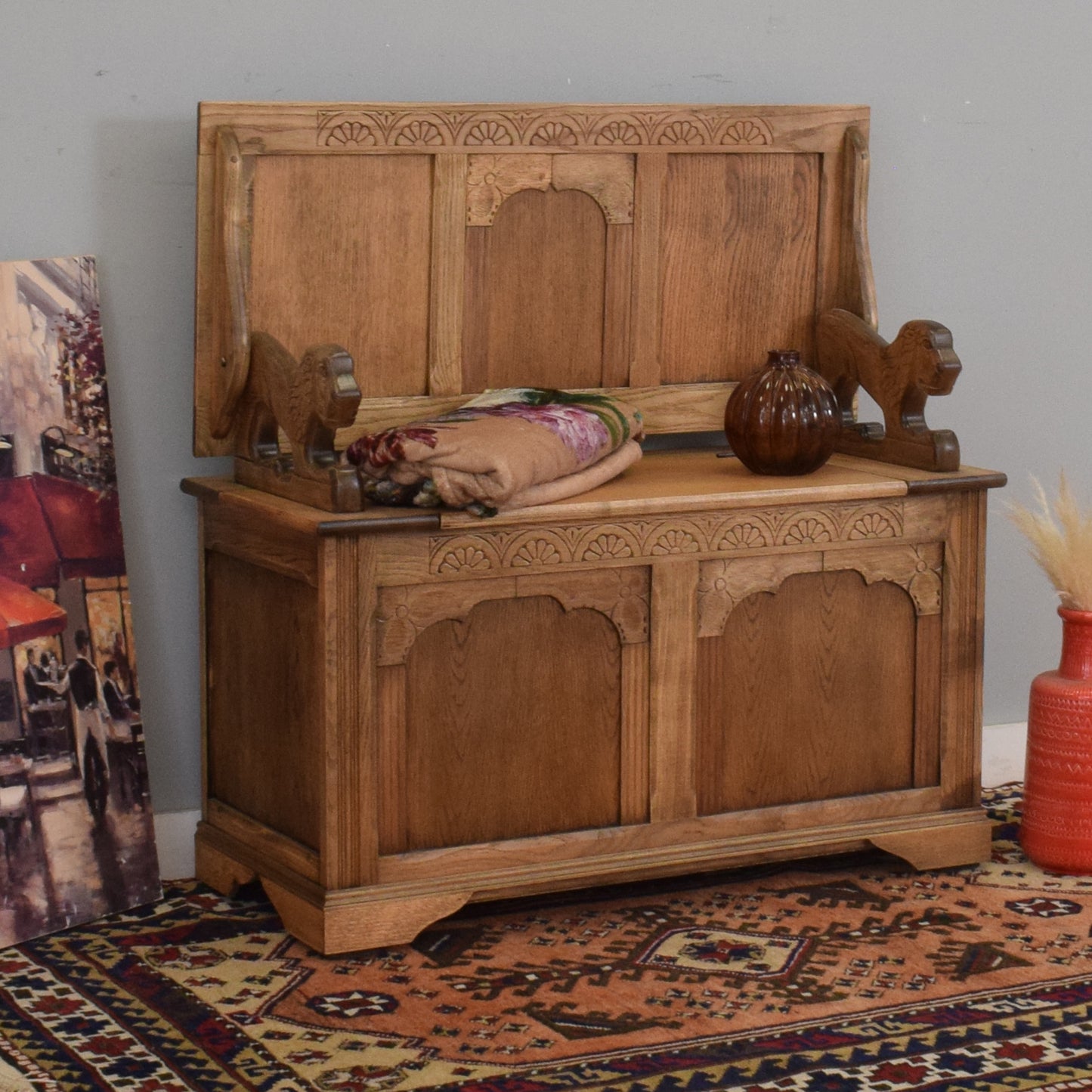 Restored Oak Monks Bench