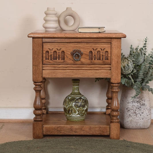 Oak Side Table With Drawer