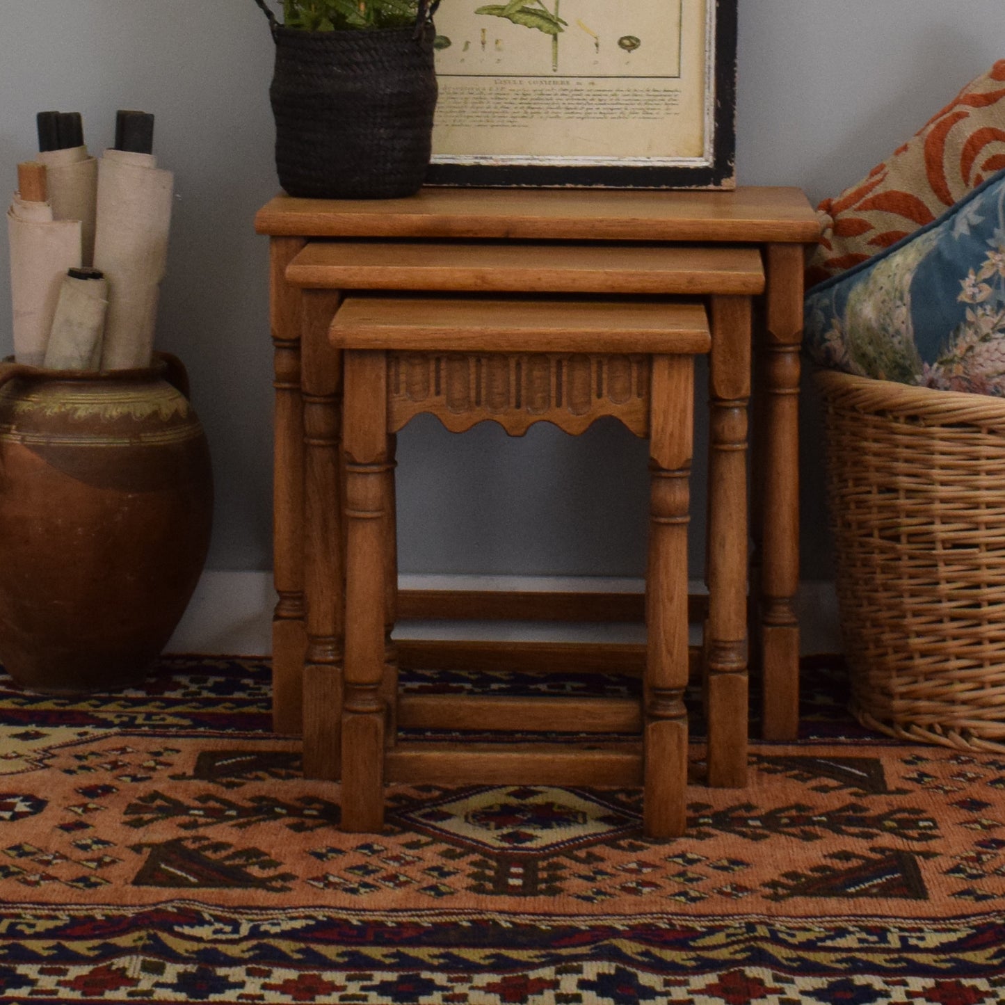 Refinished Oak Nest of Tables