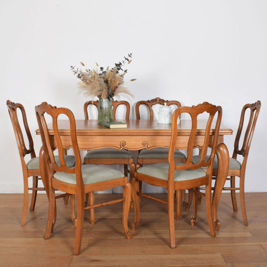 French Extending Dining Table with Six Chairs