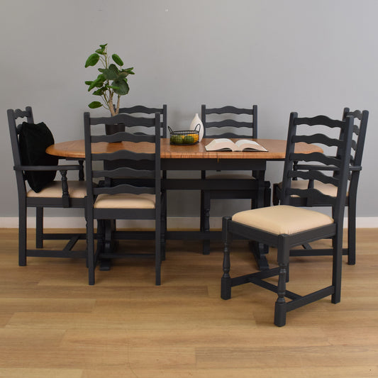 Painted Extendable Table and Six Chairs