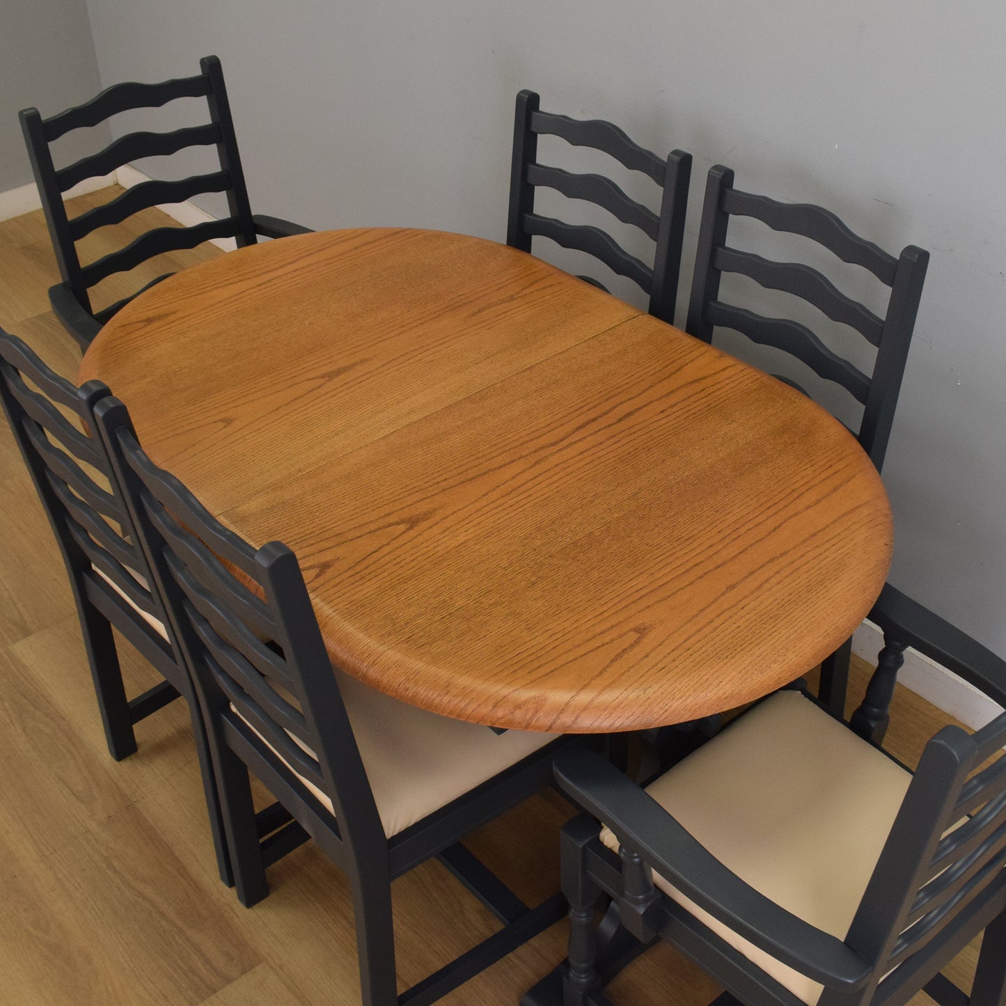 Painted Extendable Table and Six Chairs