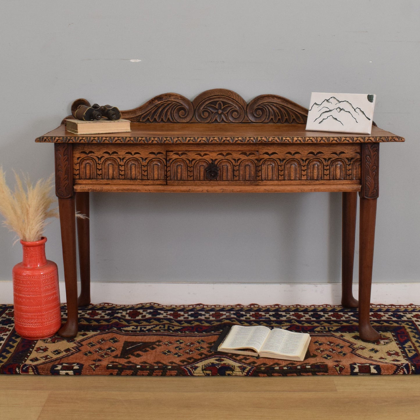 Antique Oak Carved Hall Table