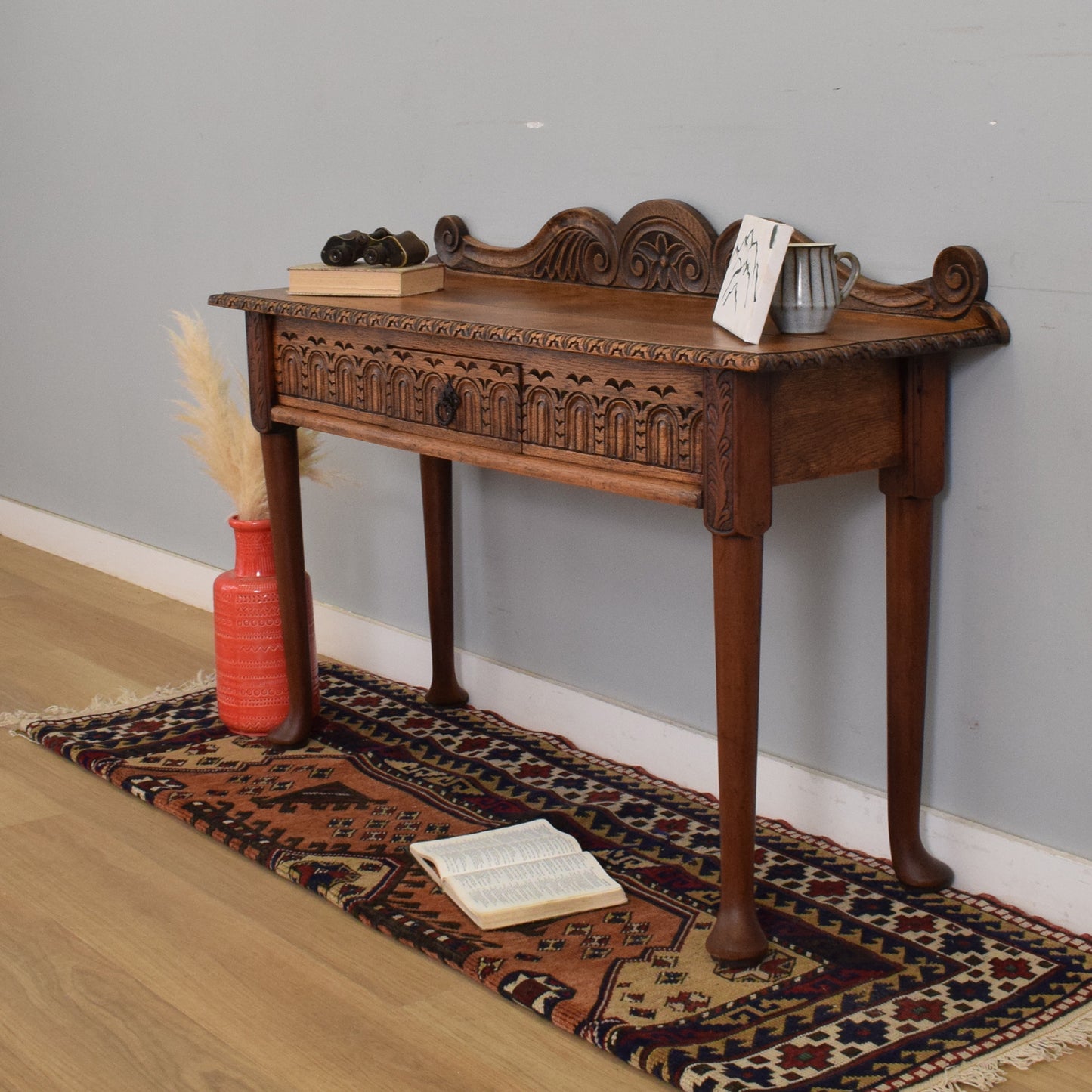 Antique Oak Carved Hall Table
