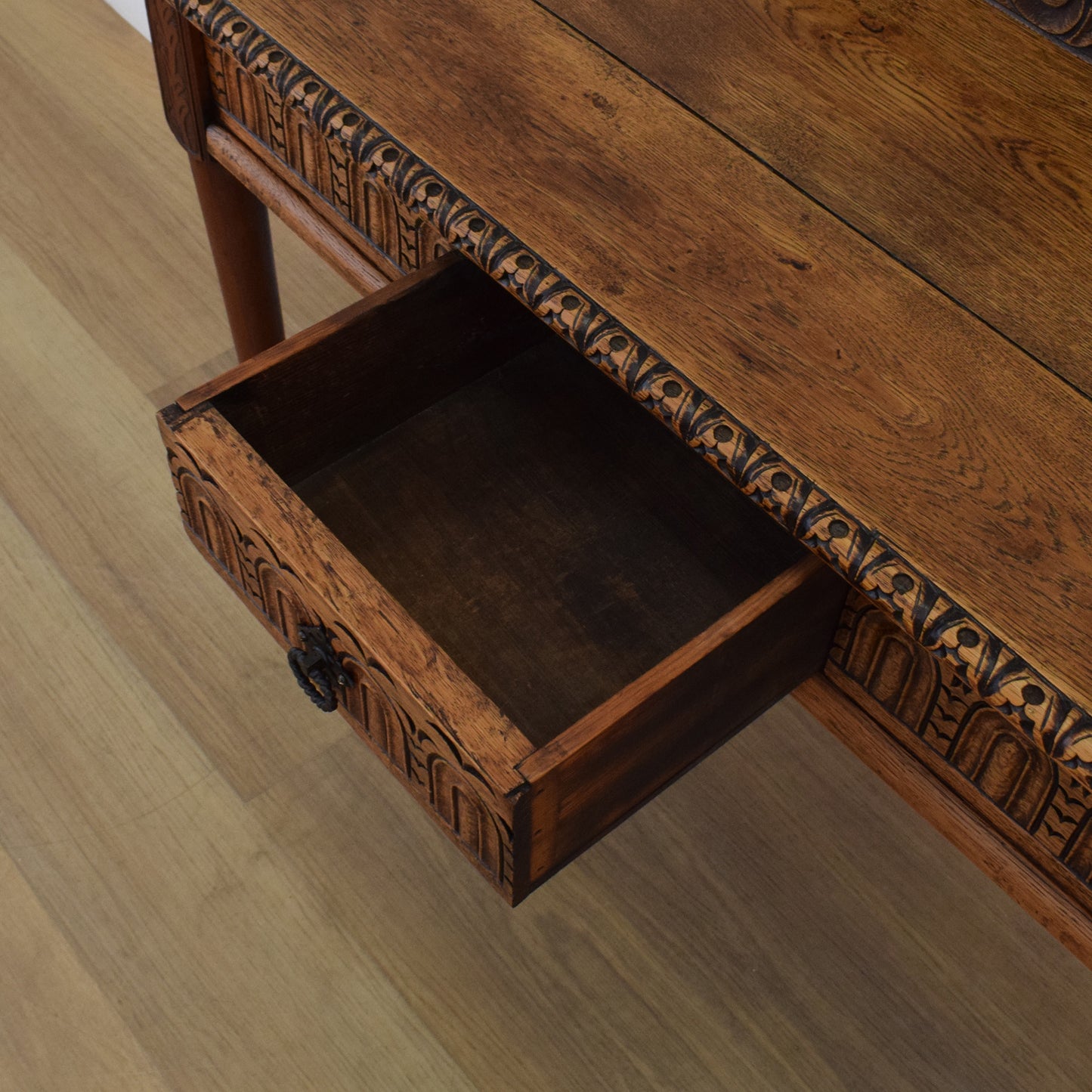 Antique Oak Carved Hall Table