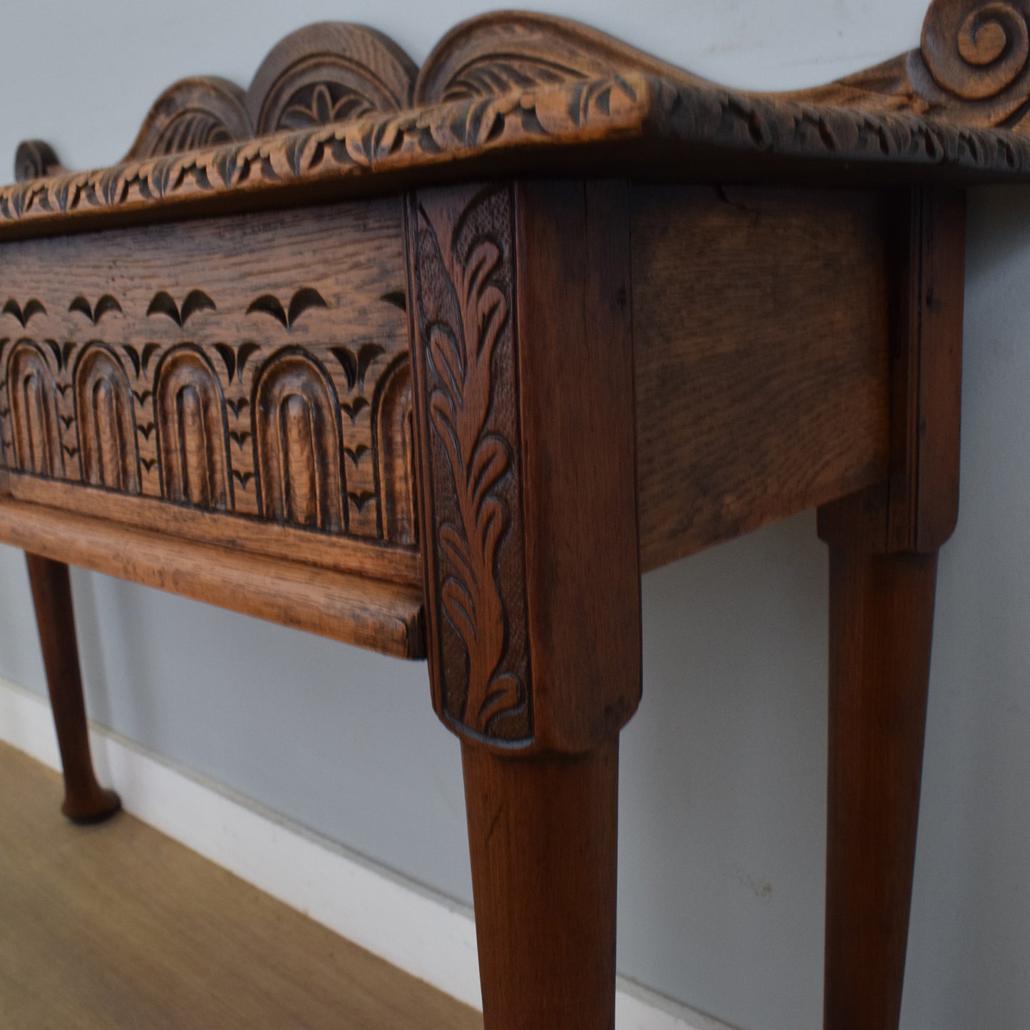 Antique Oak Carved Hall Table