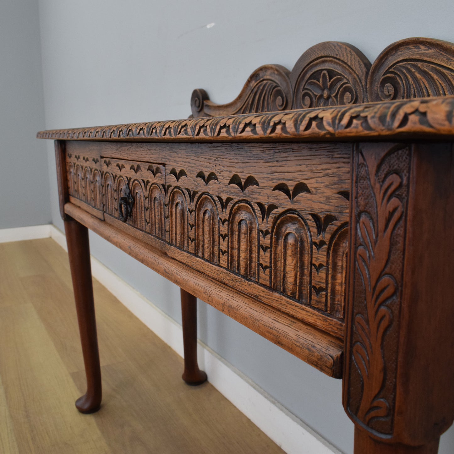 Antique Oak Carved Hall Table