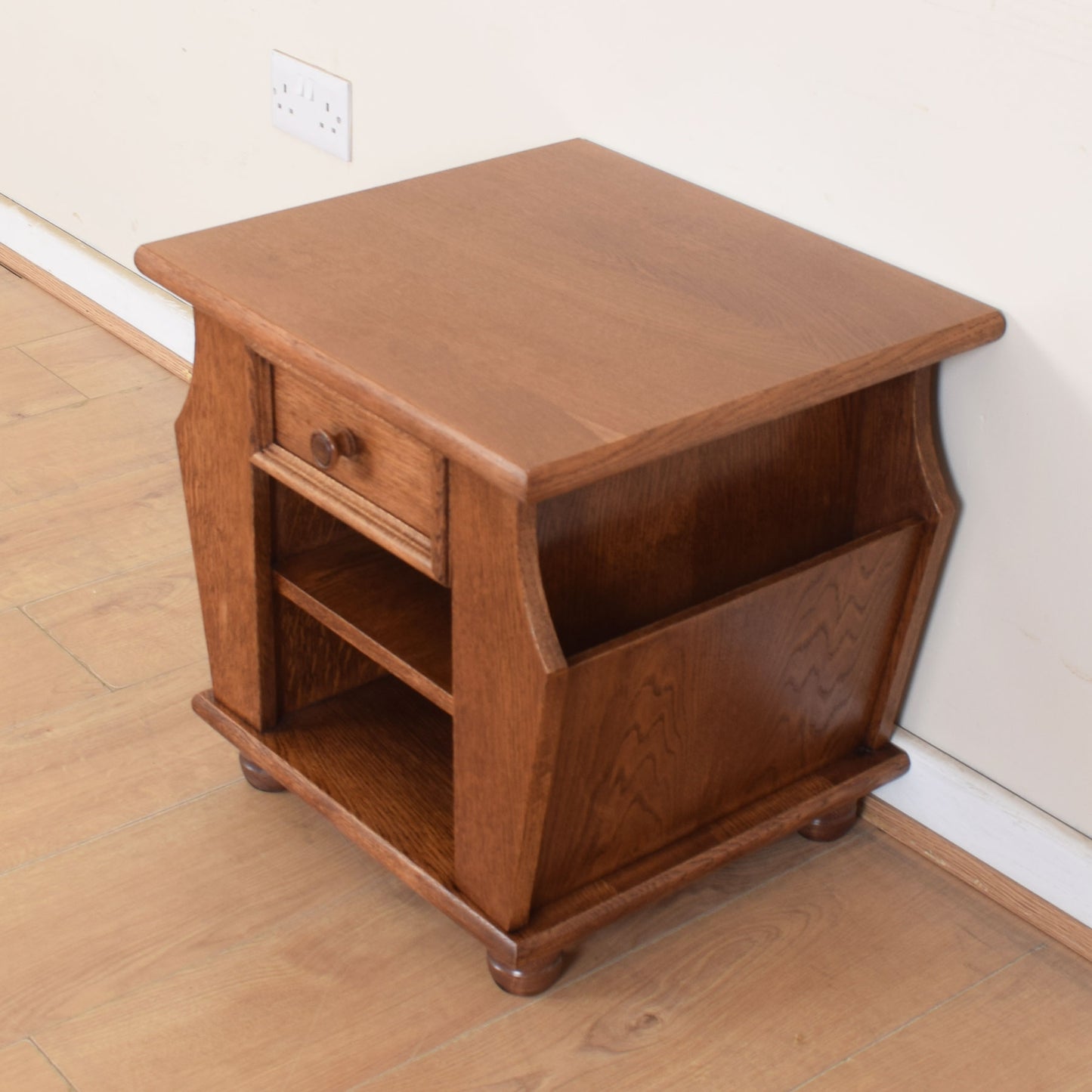 Oak Side Table Magazine Rack