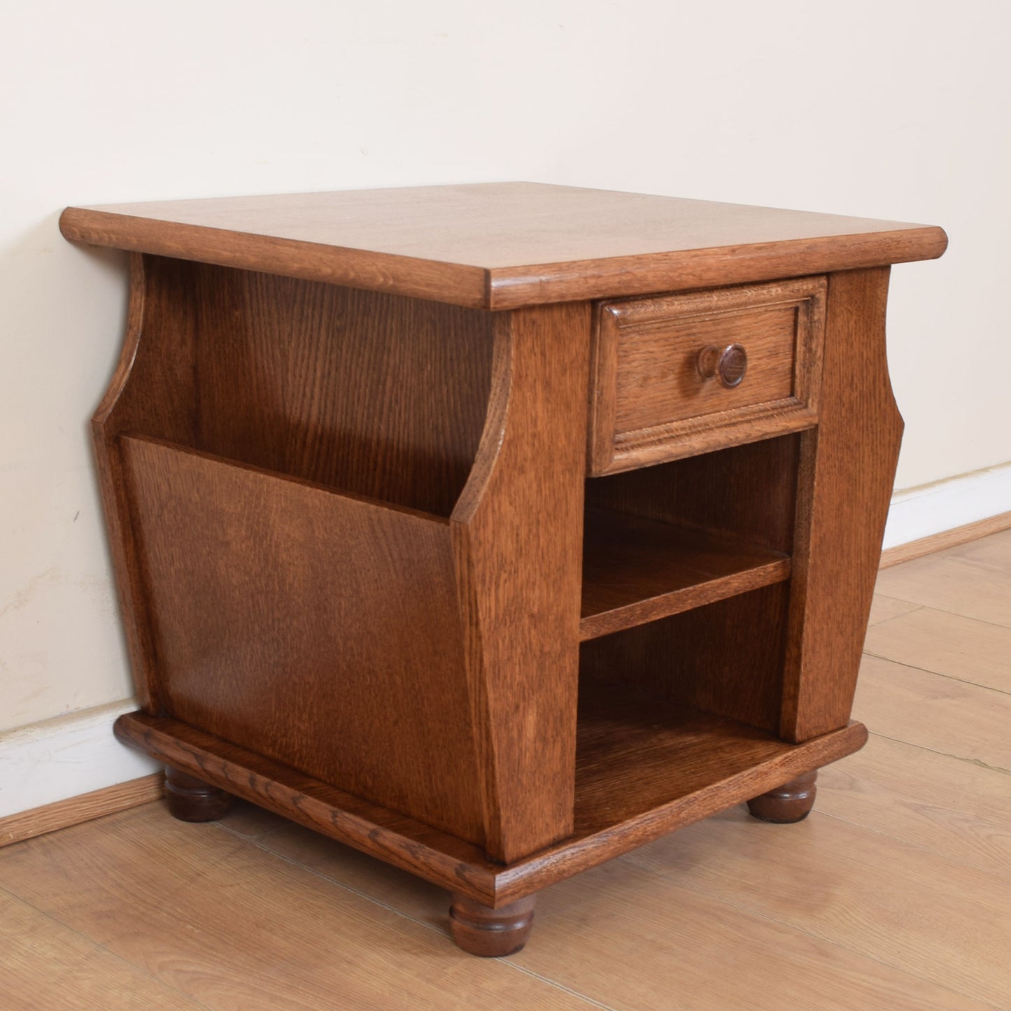 Oak Side Table Magazine Rack
