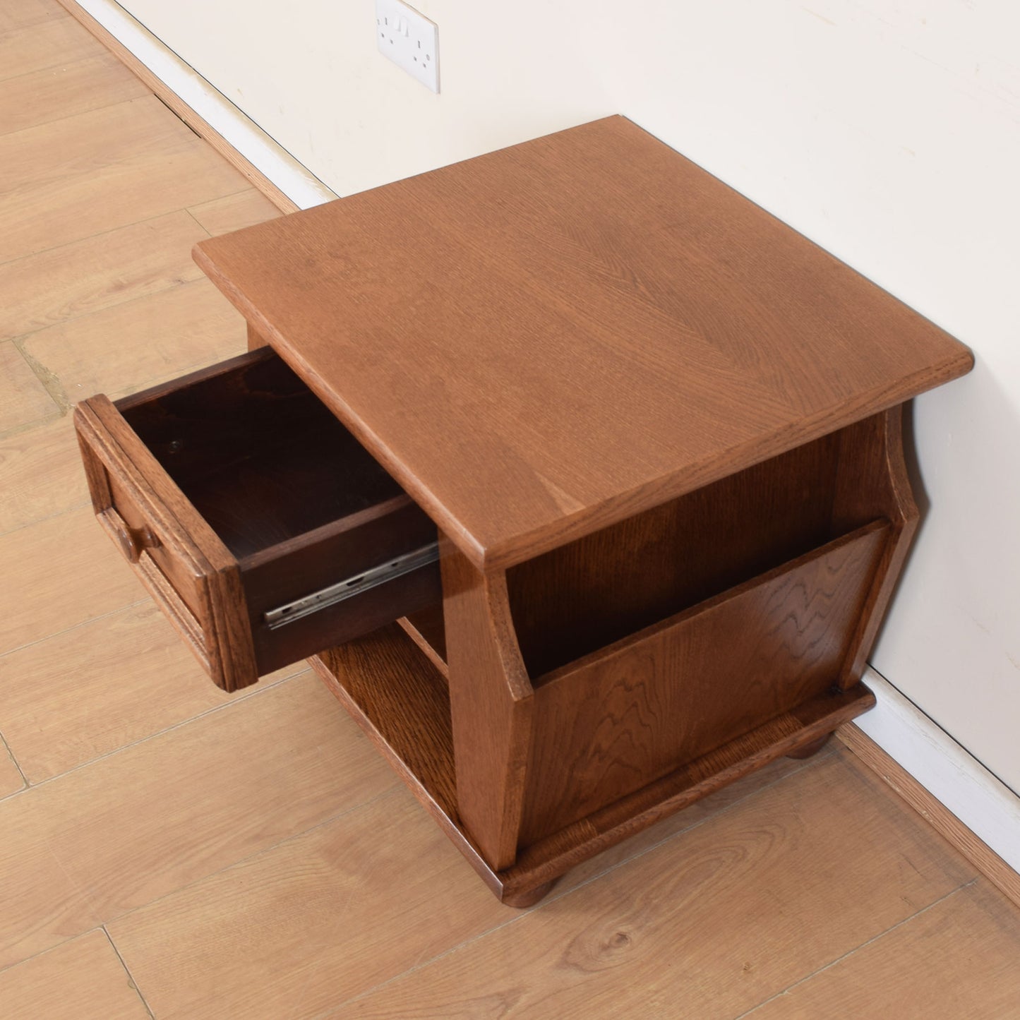 Oak Side Table Magazine Rack