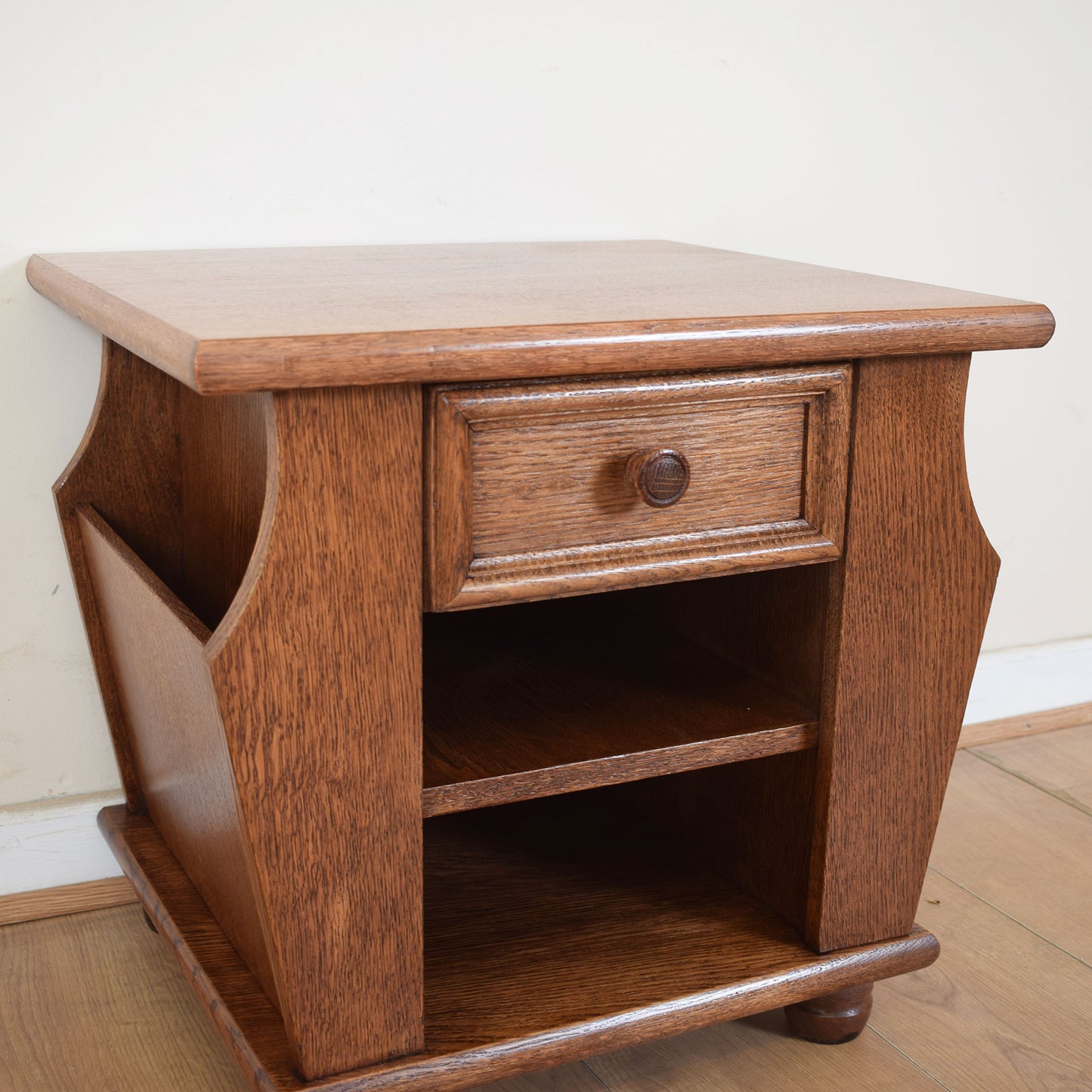 Oak Side Table Magazine Rack