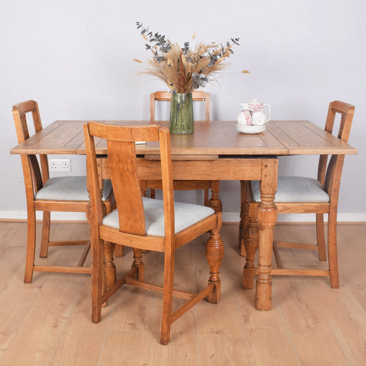 Oak Draw-Leaf Table with Four Chairs