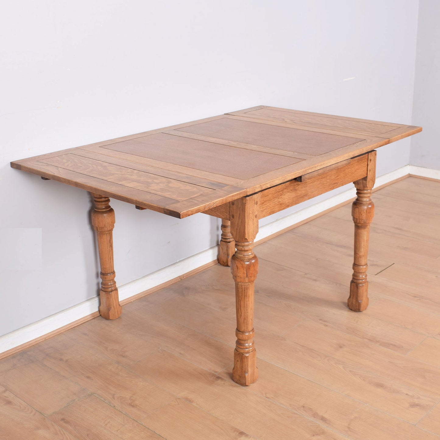 Oak Draw-Leaf Table with Four Chairs