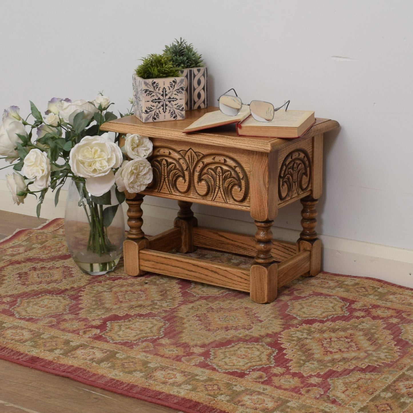 Oak Side Table With Storage