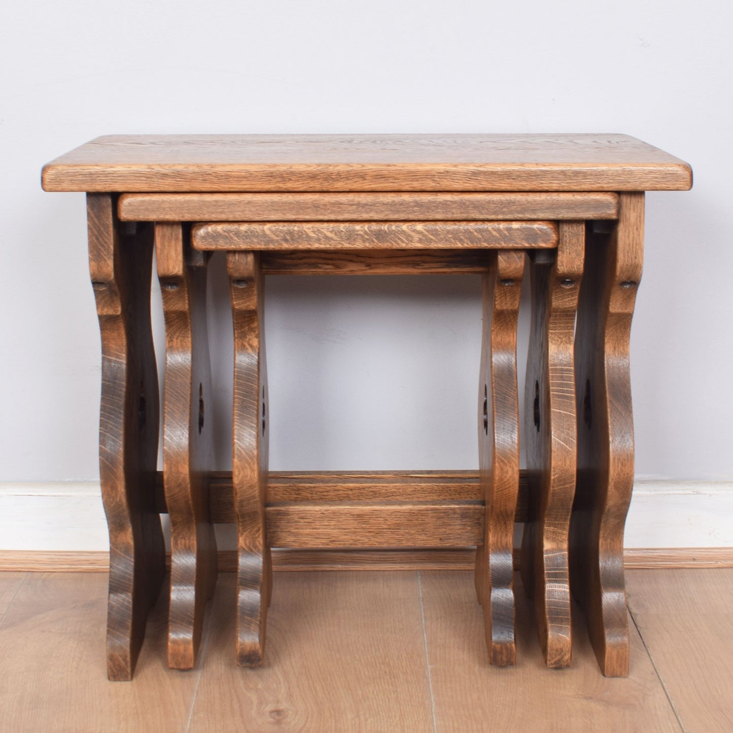 Oak Farmhouse Nest of Three Tables