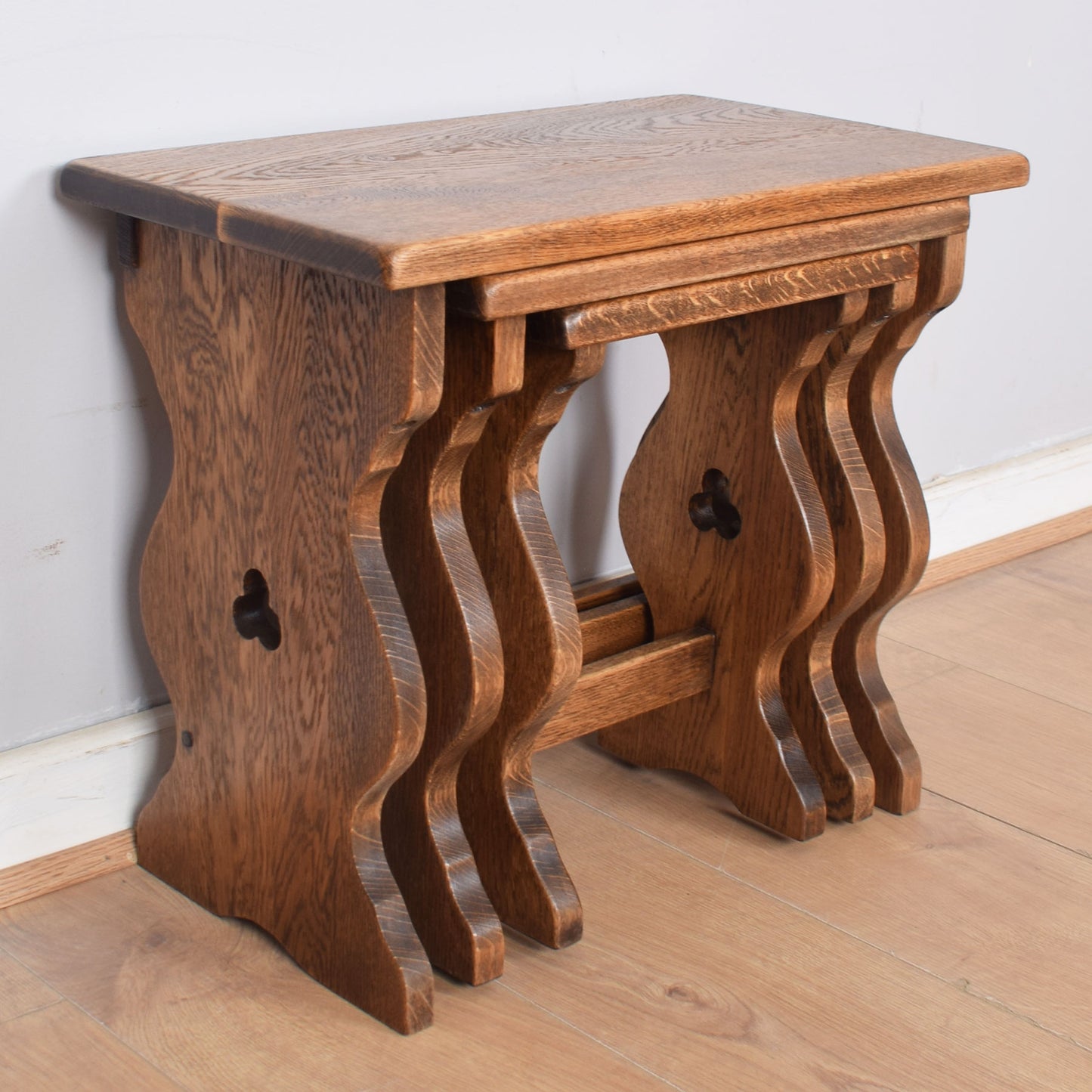 Oak Farmhouse Nest of Three Tables