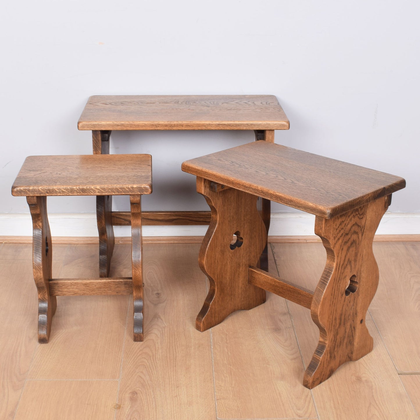 Oak Farmhouse Nest of Three Tables