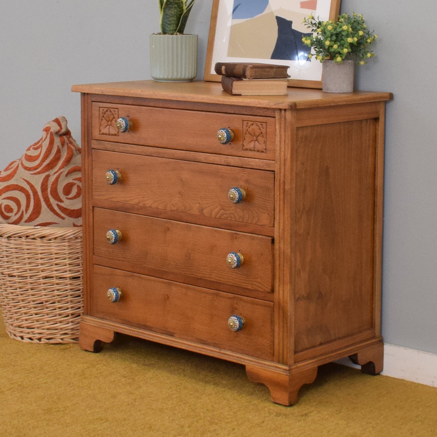 Small Restored Oak Chest of Drawers