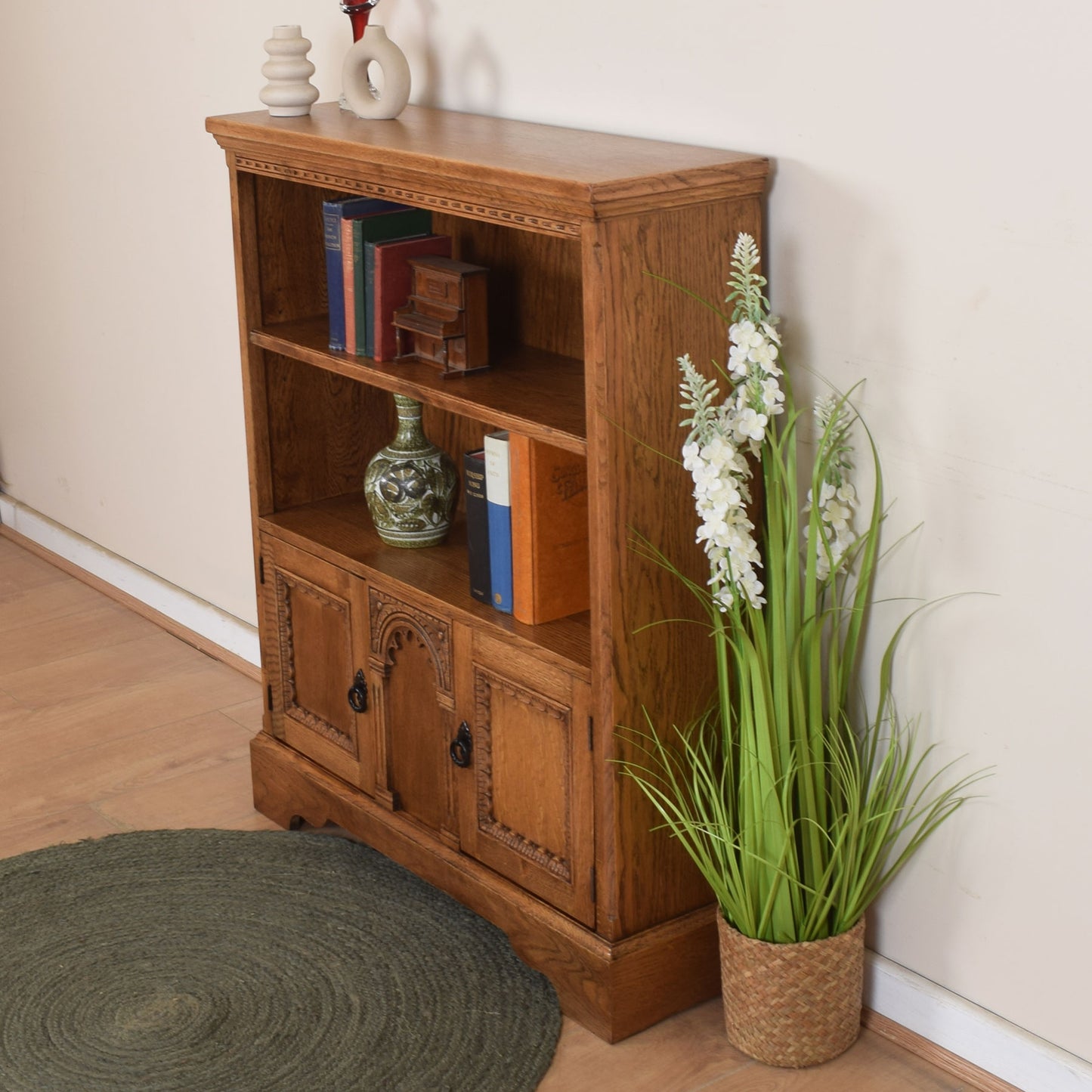 Oak Bookcase Cabinet.