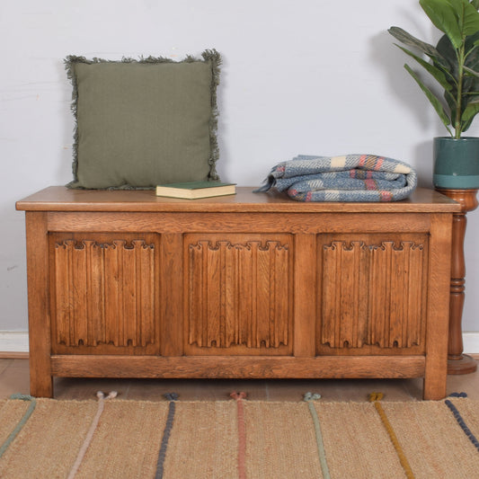 Linenfold Oak Blanket Box