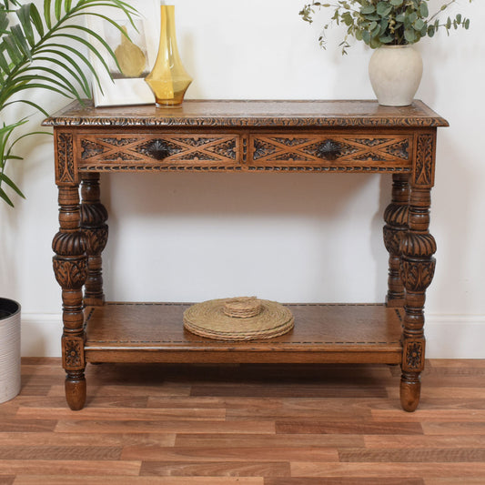 Carved Oak Console Table