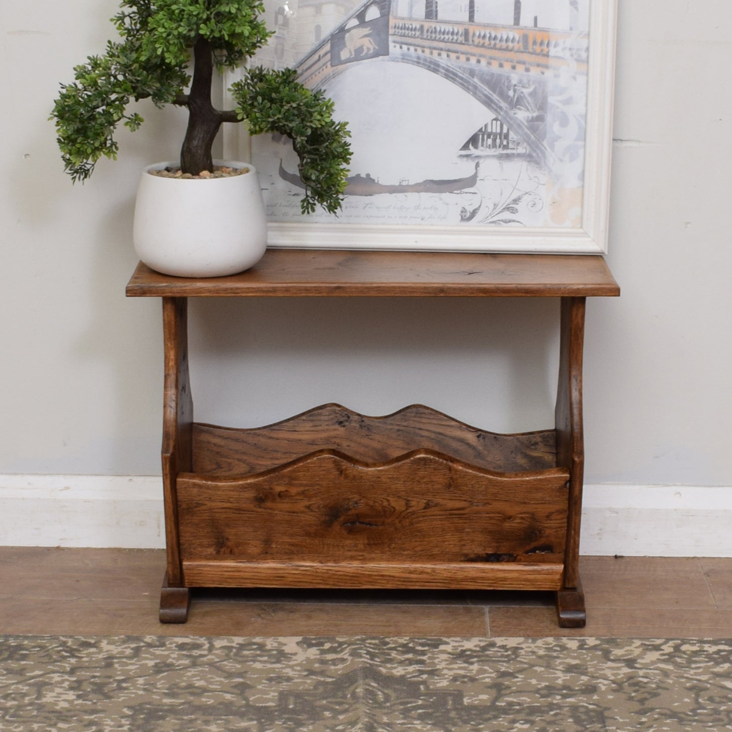 Rustic Oak Magazine Rack