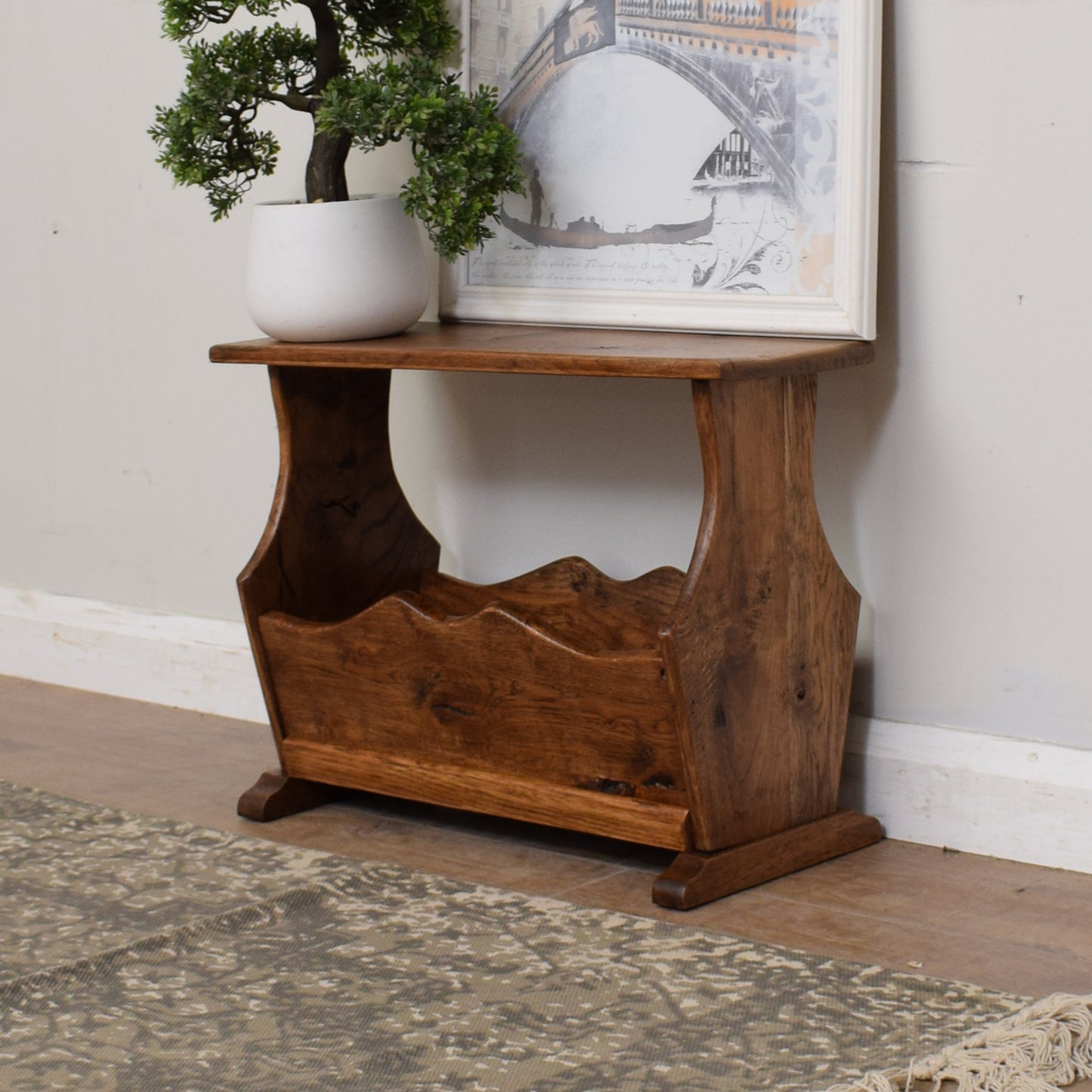 Rustic Oak Magazine Rack