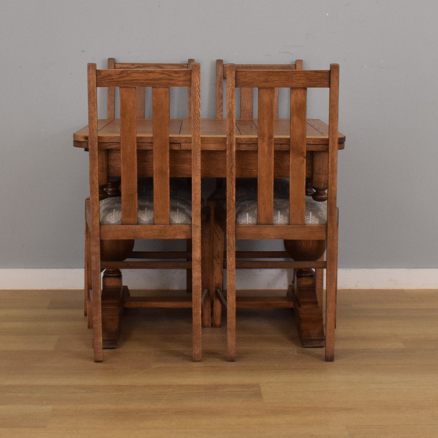 Oak Draw-Leaf Table and Four Chairs