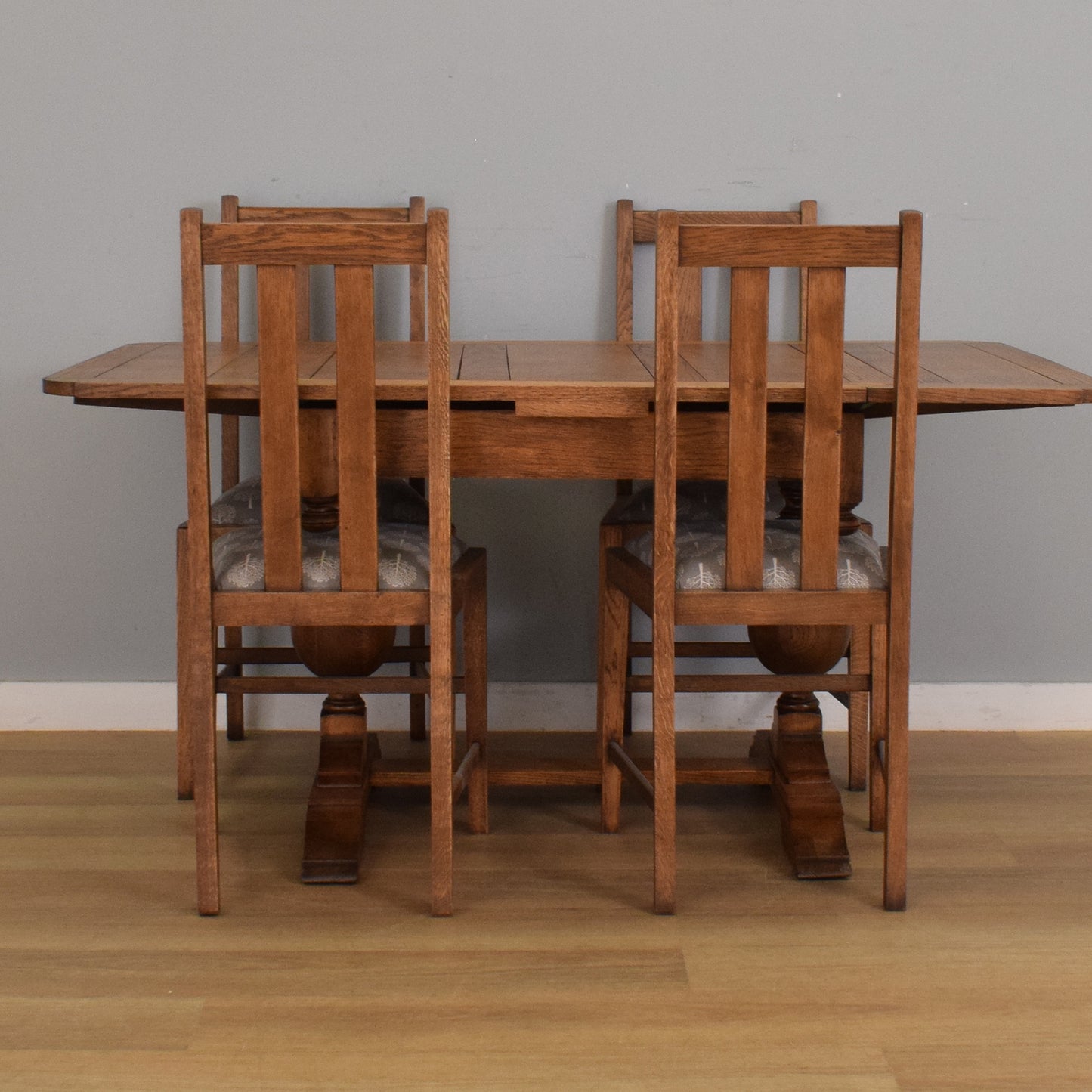 Oak Draw-Leaf Table and Four Chairs