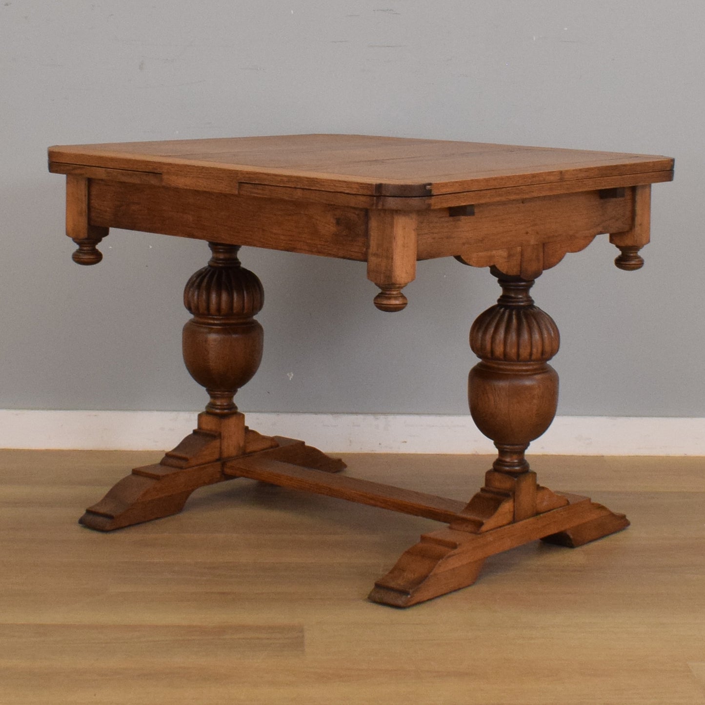 Oak Draw-Leaf Table and Four Chairs