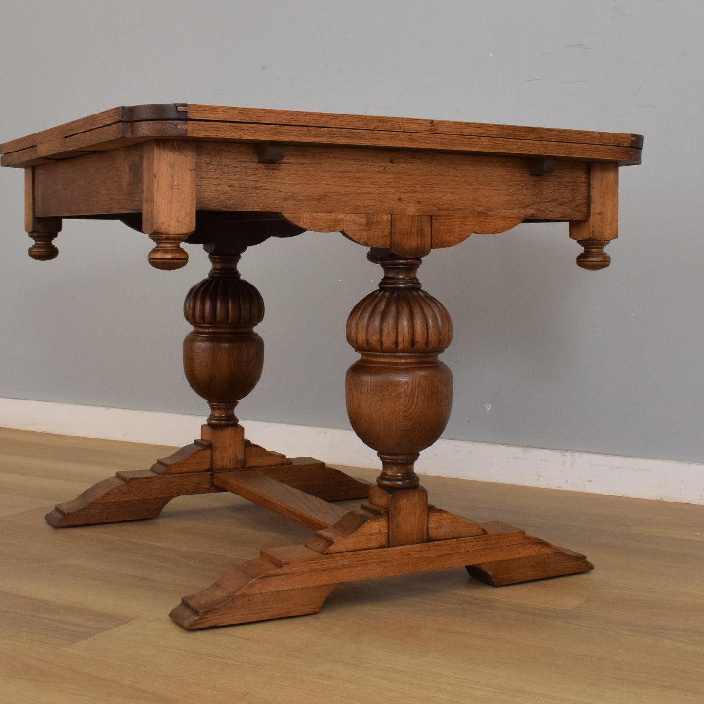 Oak Draw-Leaf Table and Four Chairs