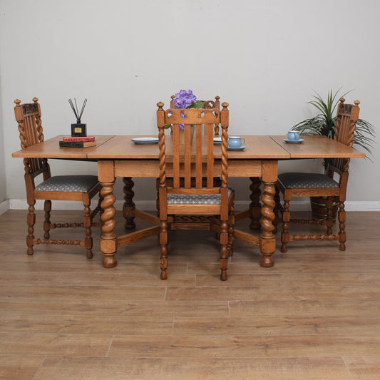 Barley-Twist Draw Leaf Table & 4 Chairs