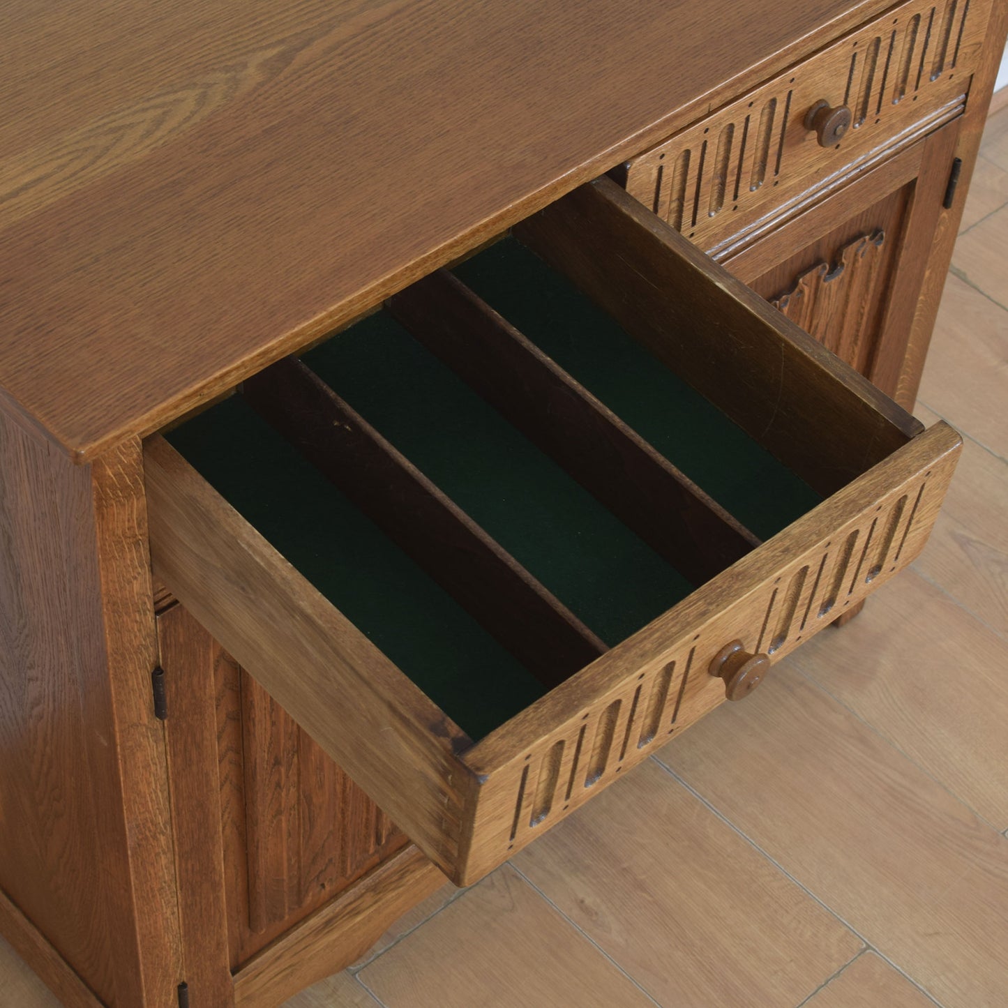 Oak Linenfold Sideboard