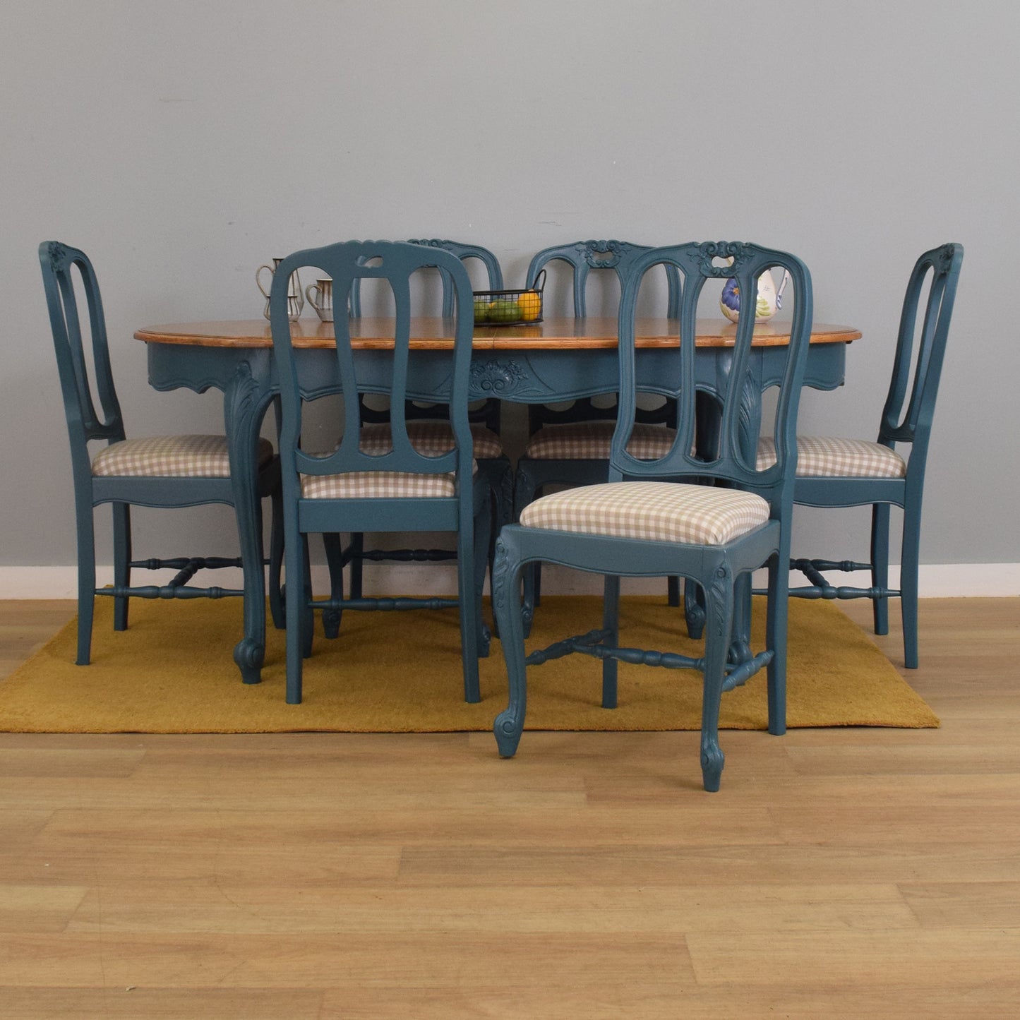Painted French Table and Six Chairs
