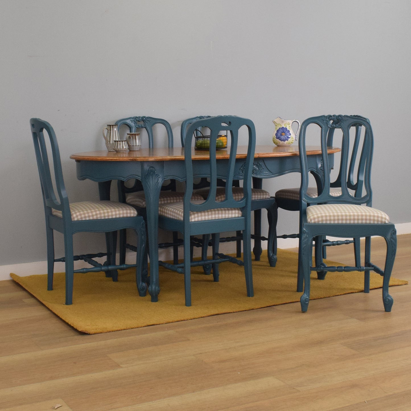 Painted French Table and Six Chairs