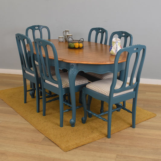 Painted French Table and Six Chairs