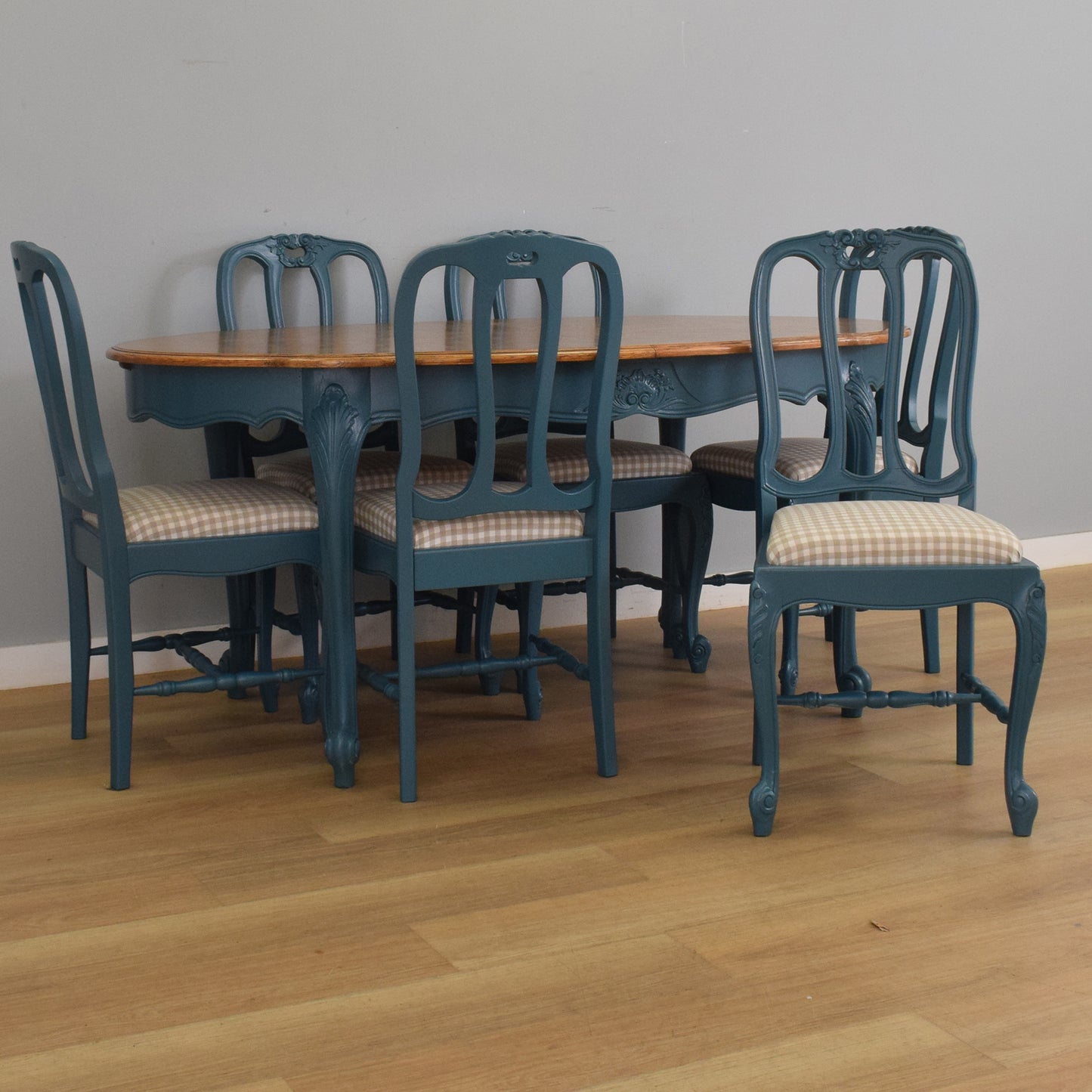 Painted French Table and Six Chairs