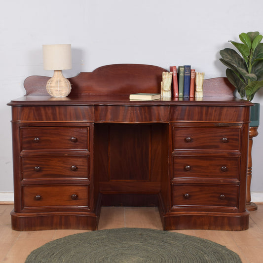 Curved Mahogany Two-Pedestal Desk