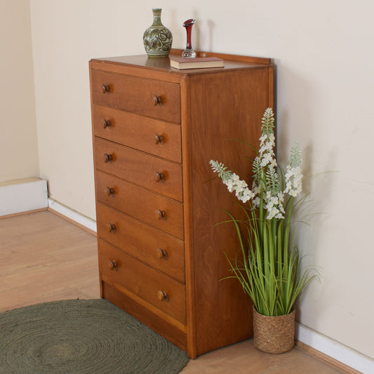 Oak Veneer Chest Of Drawers.