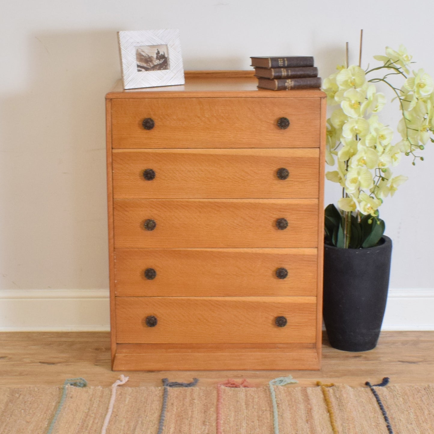 Oak Veneer Chest Of Drawers