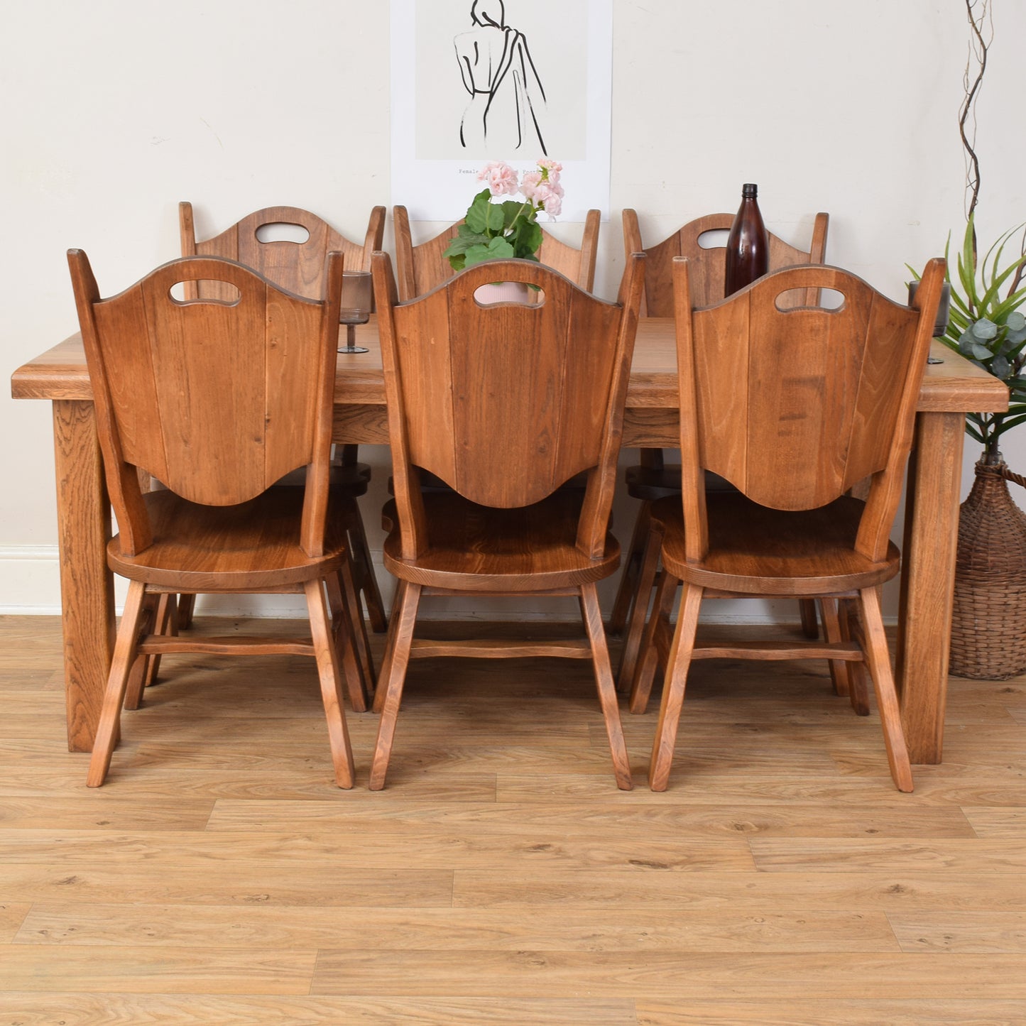 Dutch Oak Table And Six Chairs