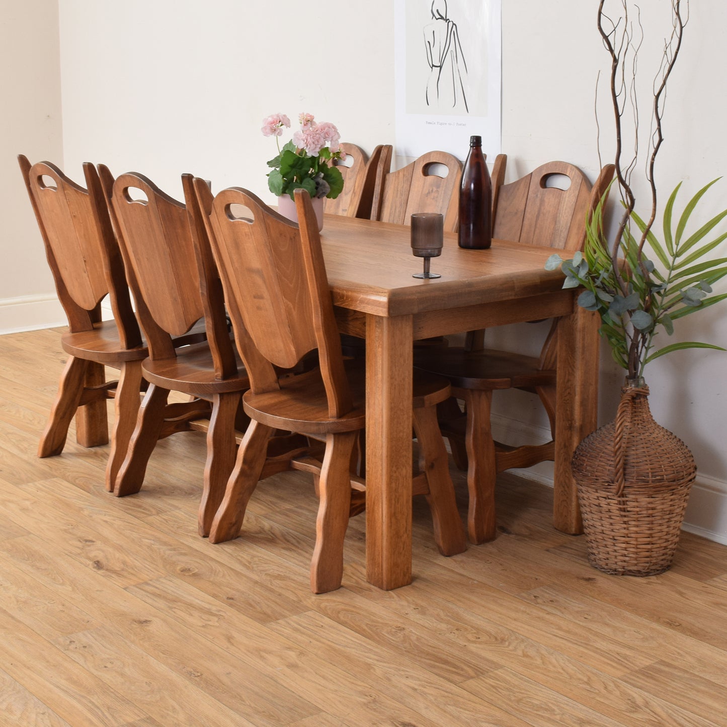 Dutch Oak Table And Six Chairs
